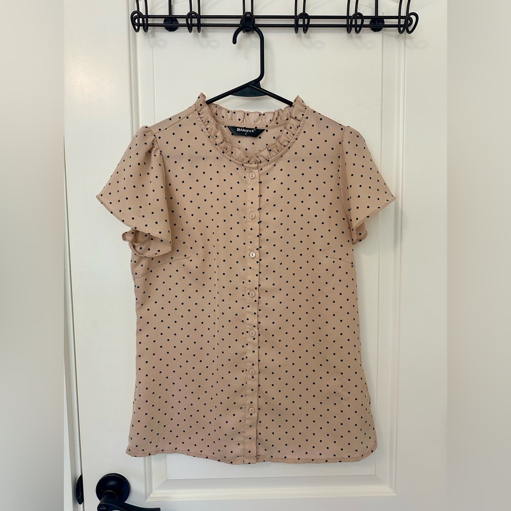 Soft Blush Polka Dot Blouse